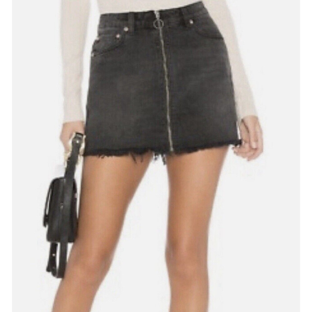 Free People Womens Zip It Up OB844131 Mini Skirt Sz 31 NWT Haven Black H26